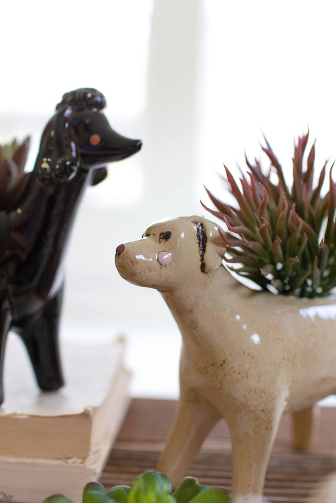 Set of 5 ceramic dog planters - Bombay Mercantile