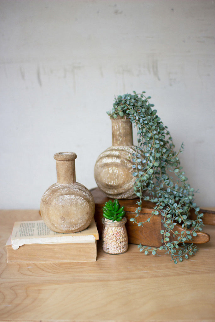 Carved round bottles, set of 2 - The Nifty Decor