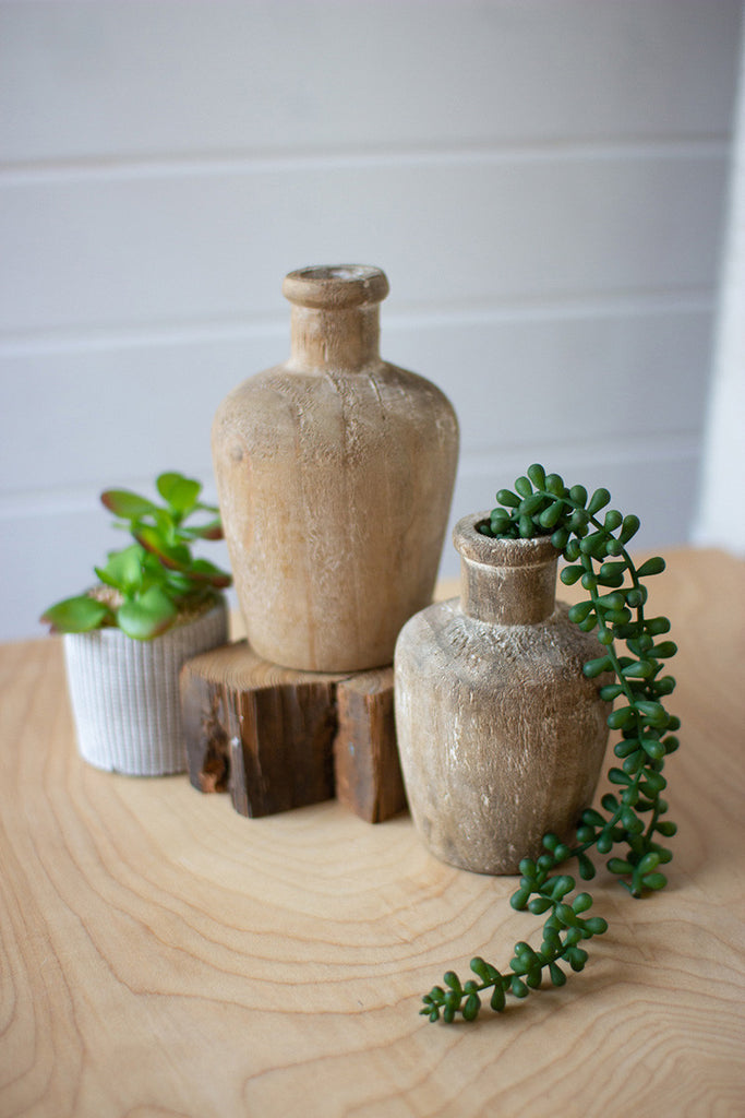 Shoulder wooden bottles, set of 2 - The Nifty Decor