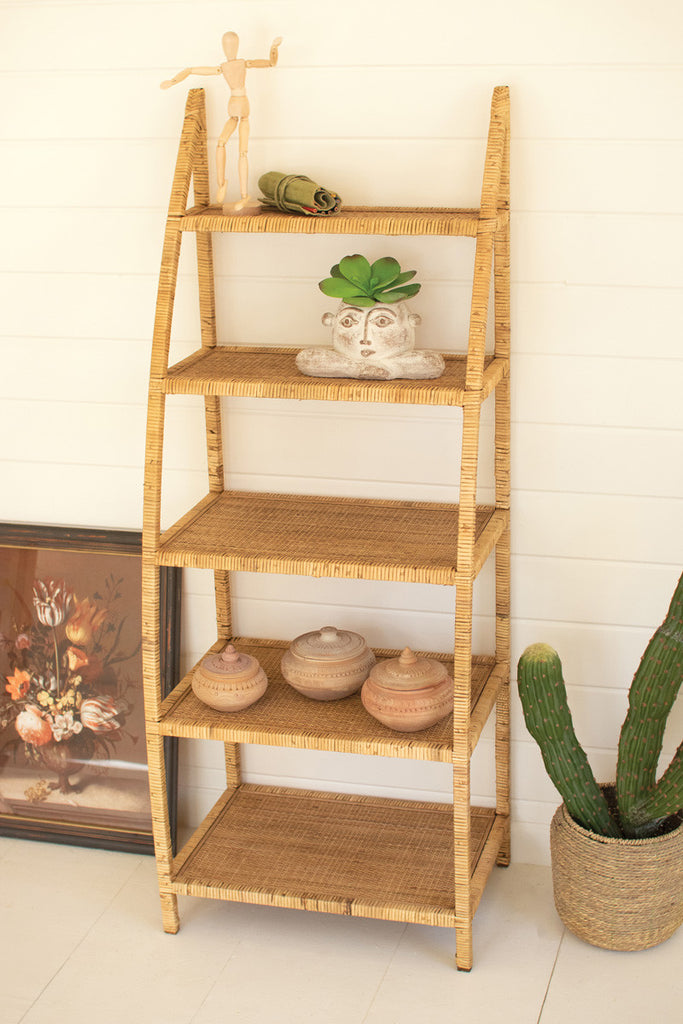 Woven cane shelving unit - Bombay Mercantile