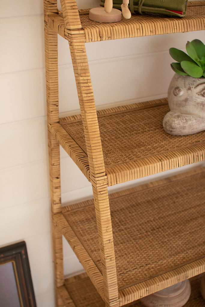 Woven cane shelving unit - Bombay Mercantile