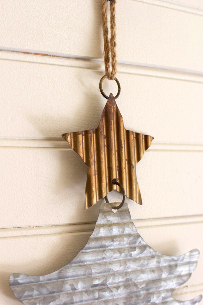 Galvanized metal christmas tree door hanger - Bombay Mercantile