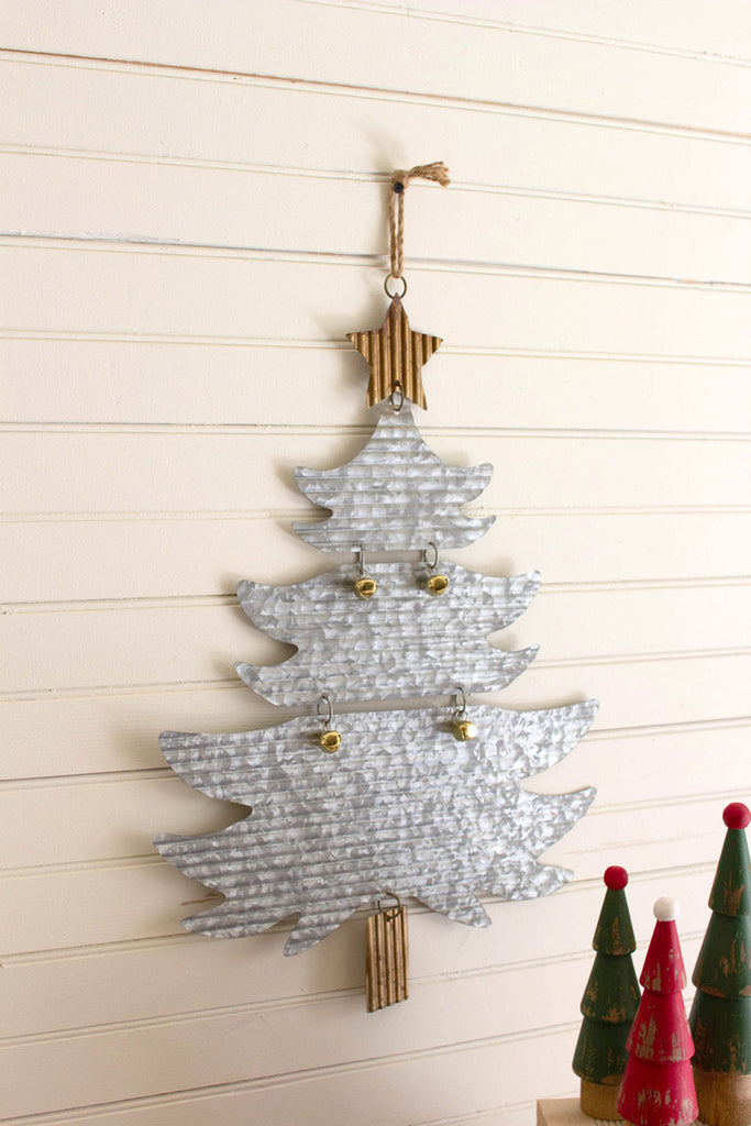 Galvanized metal christmas tree door hanger - Bombay Mercantile