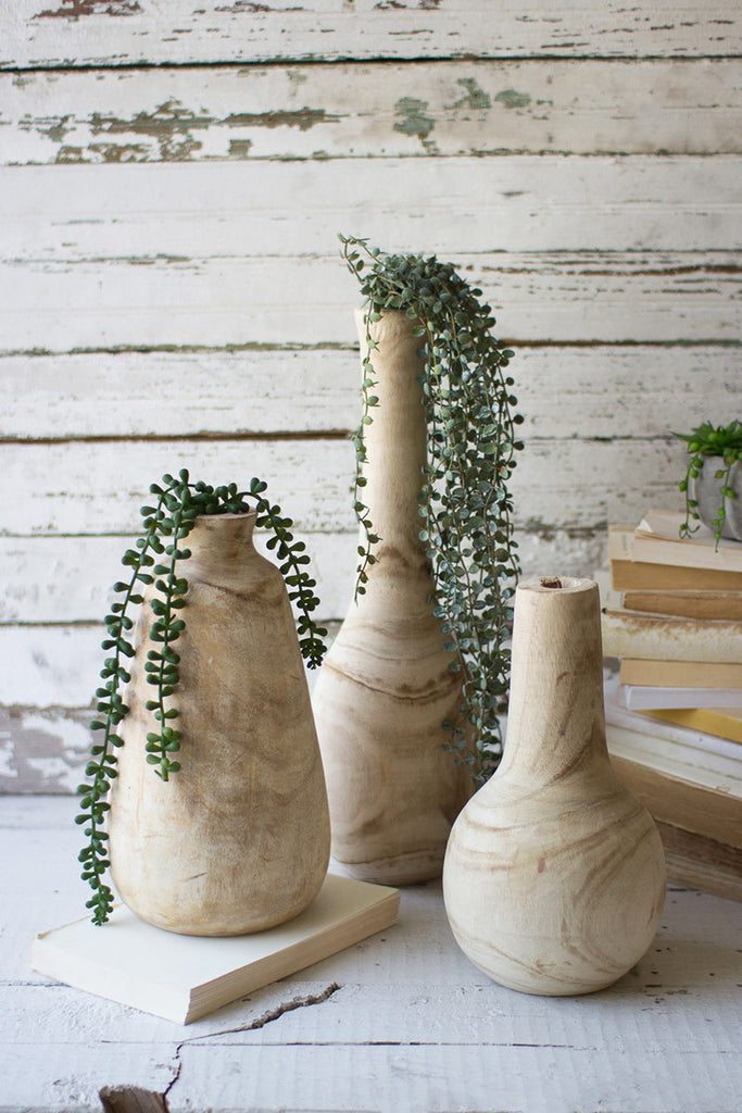 Hand carved bottles, set of 3 - The Nifty Decor