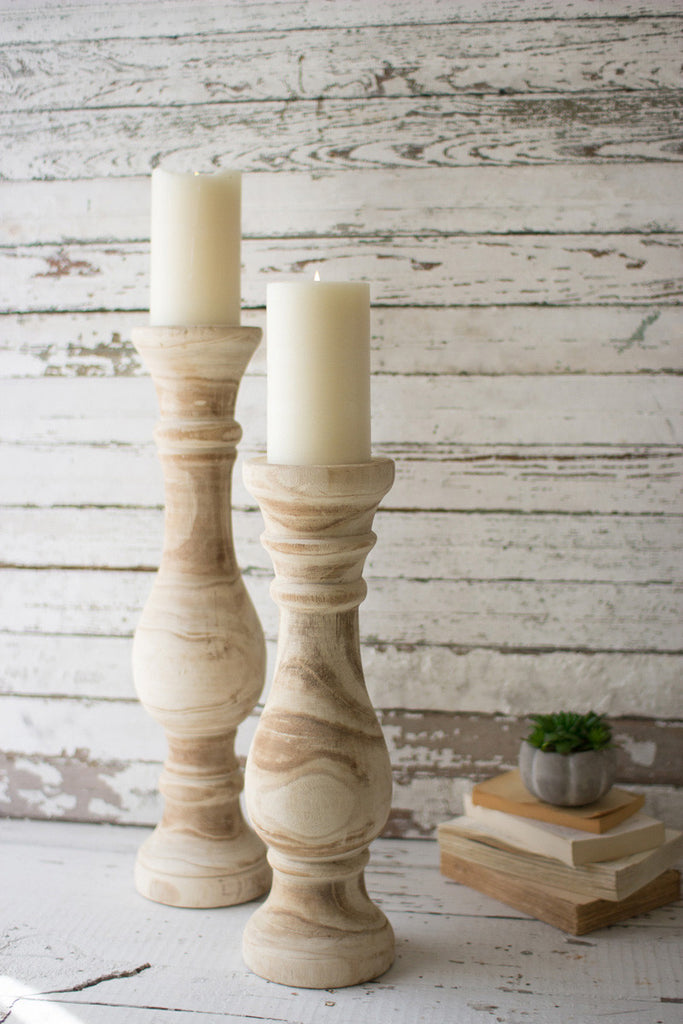 Carved candle stands, set of 2 - The Nifty Decor