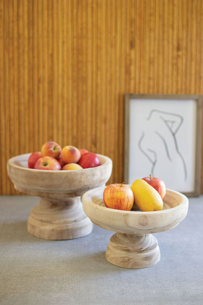 Turned wooden compotes, set of 2 - The Nifty Decor