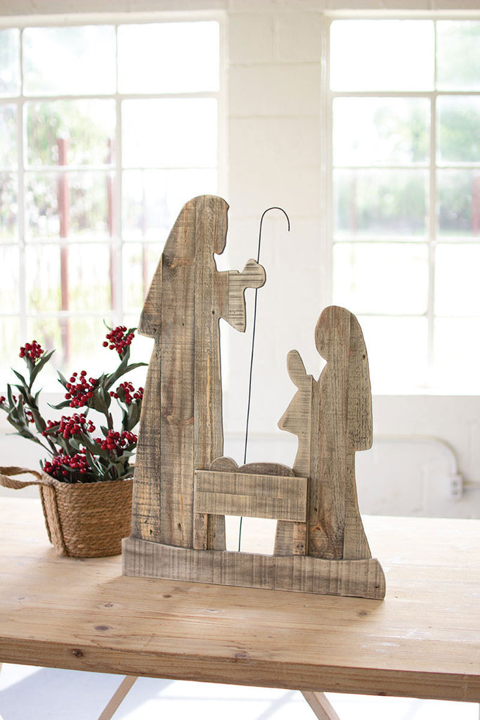 Wooden nativity with stand - The Nifty Decor