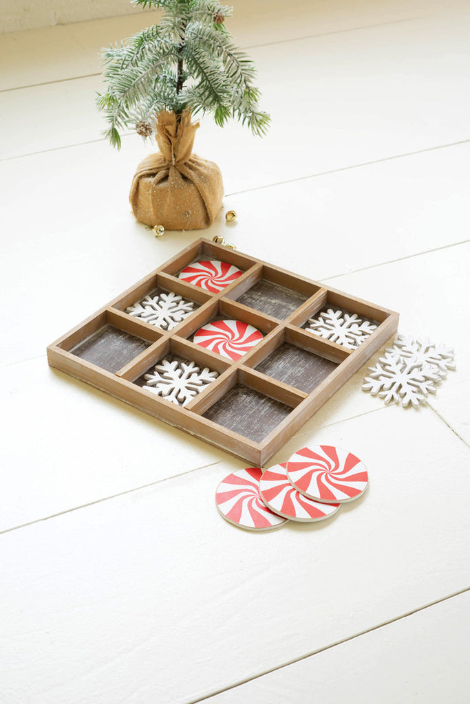Holiday wooden tic-tac-toe - Bombay Mercantile