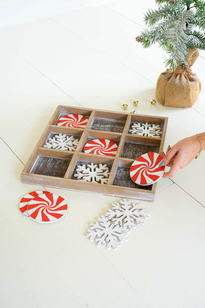 Holiday wooden tic-tac-toe - Bombay Mercantile