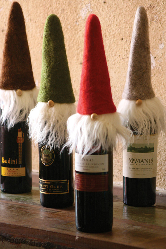 Santa wine toppers with wispy beards, set of 4 - The Nifty Decor