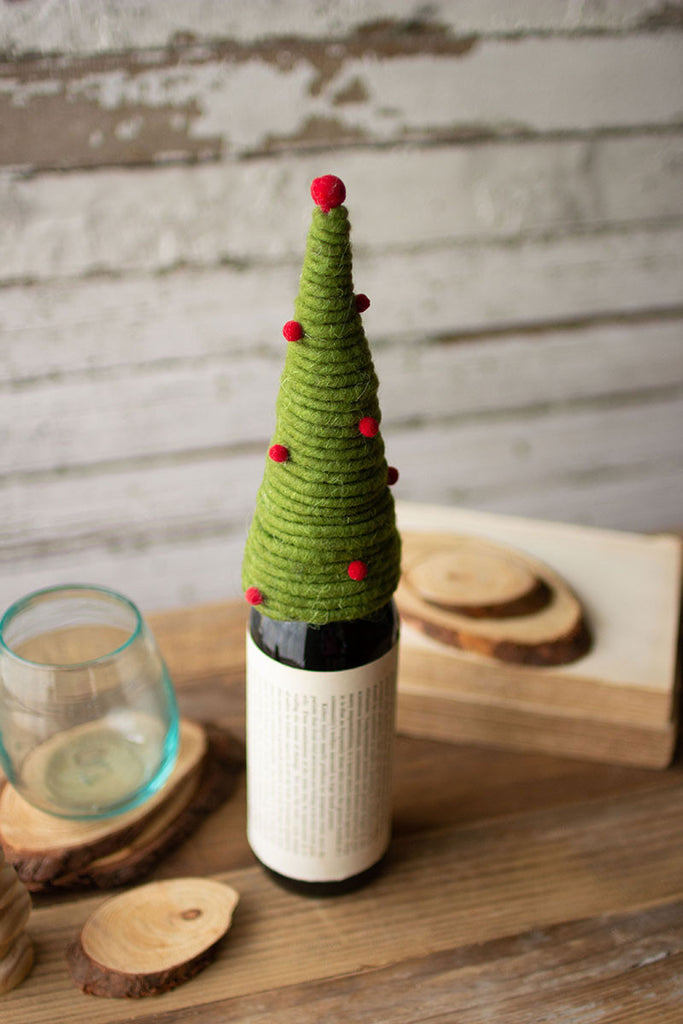 Coiled felt tree wine topper - The Nifty Decor