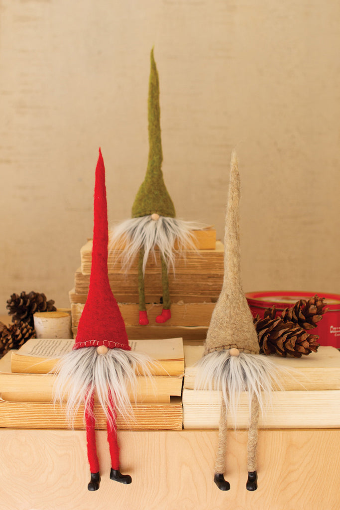 Set of 3 felt gnome shelf sitters - The Nifty Decor