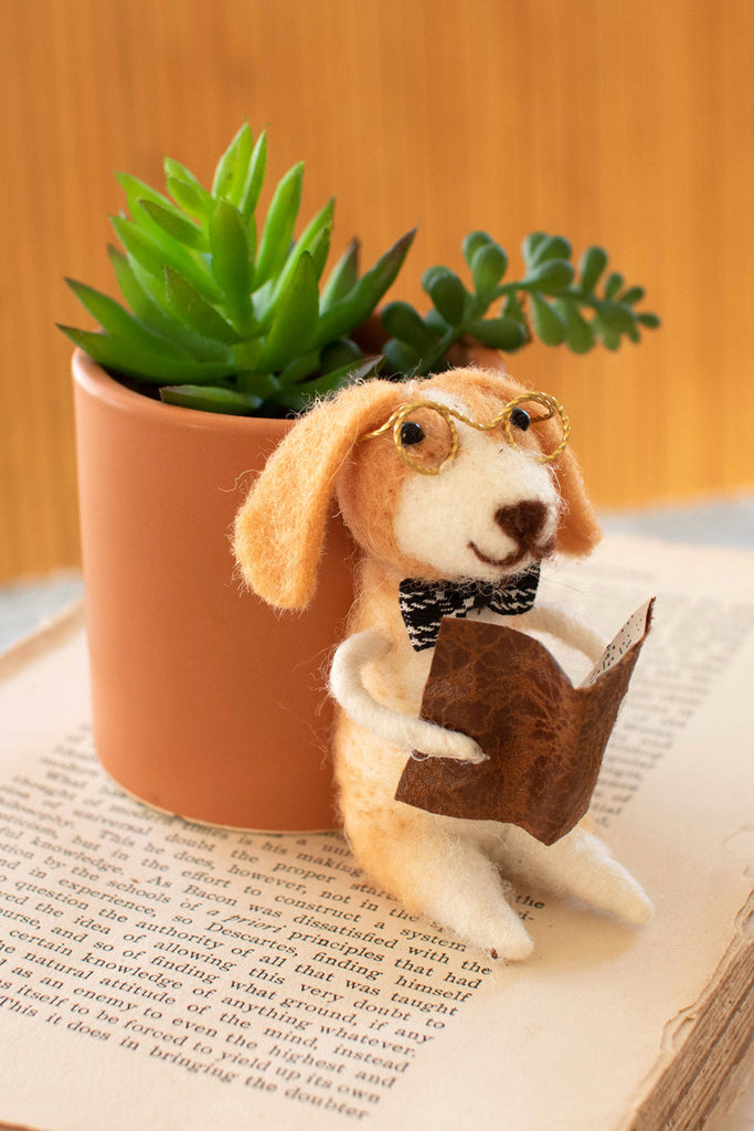 Terracotta planters with felt sloth - Bombay Mercantile