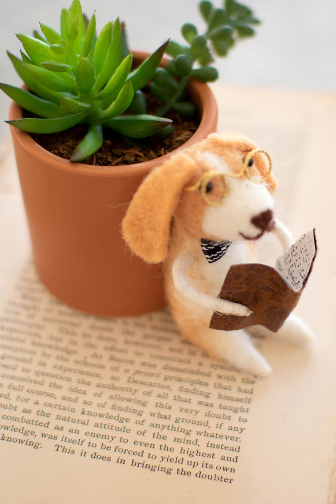 Terracotta planters with felt sloth - Bombay Mercantile