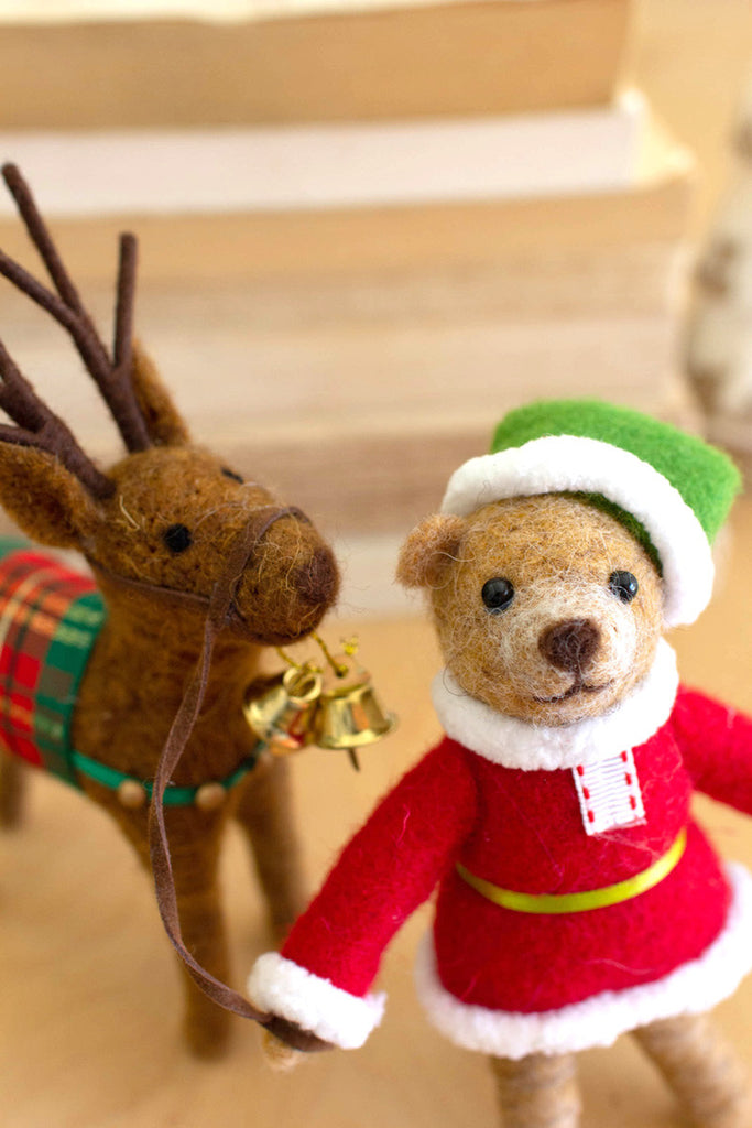 Felt deer and santa bear - Bombay Mercantile