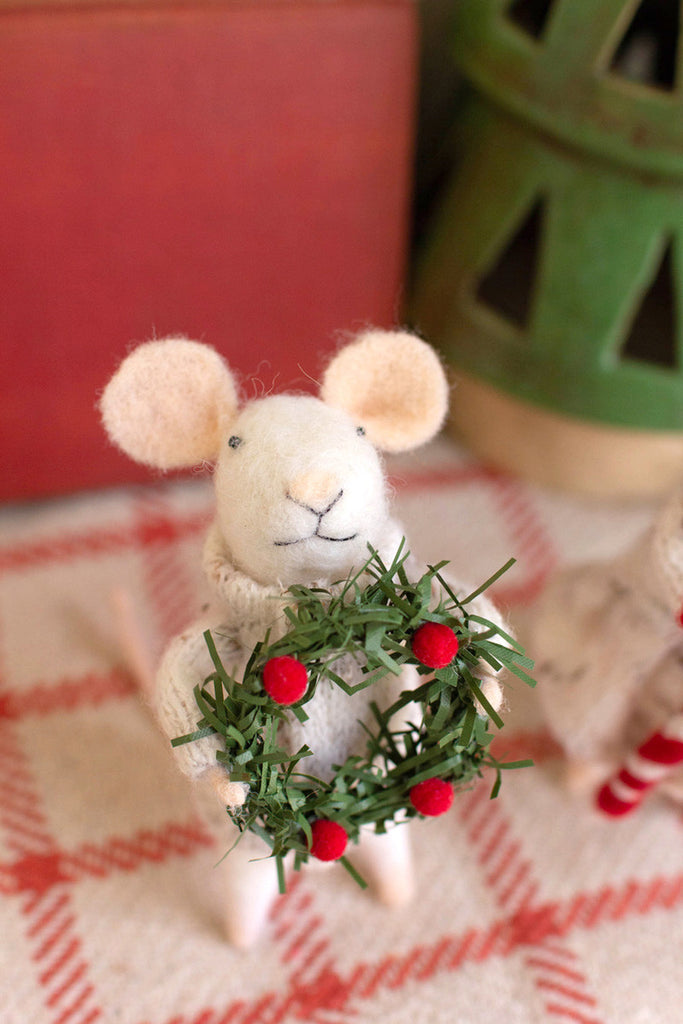 Set of 2 felt christmas mice - Bombay Mercantile