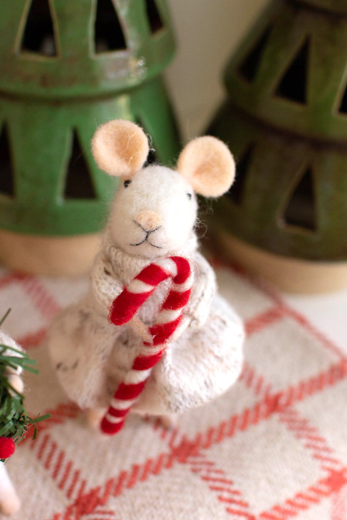 Set of 2 felt christmas mice - Bombay Mercantile
