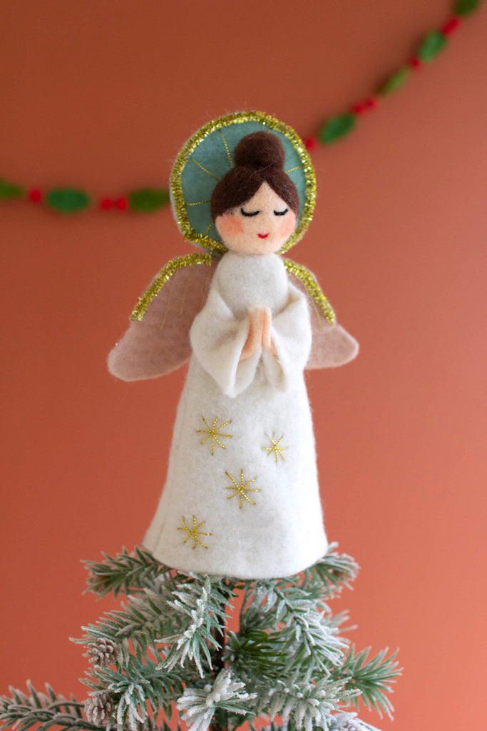 Felt angel christmas tree topper - Bombay Mercantile