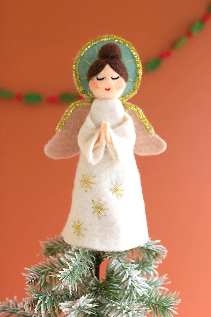 Felt angel christmas tree topper - Bombay Mercantile