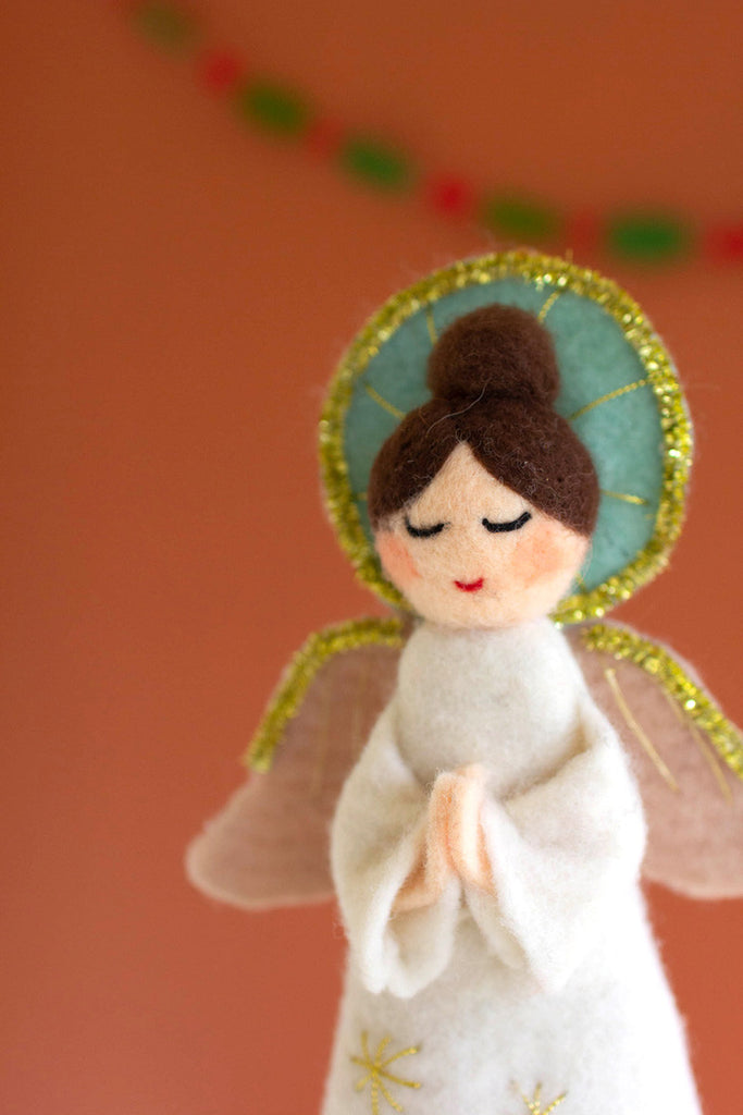 Felt angel christmas tree topper - Bombay Mercantile