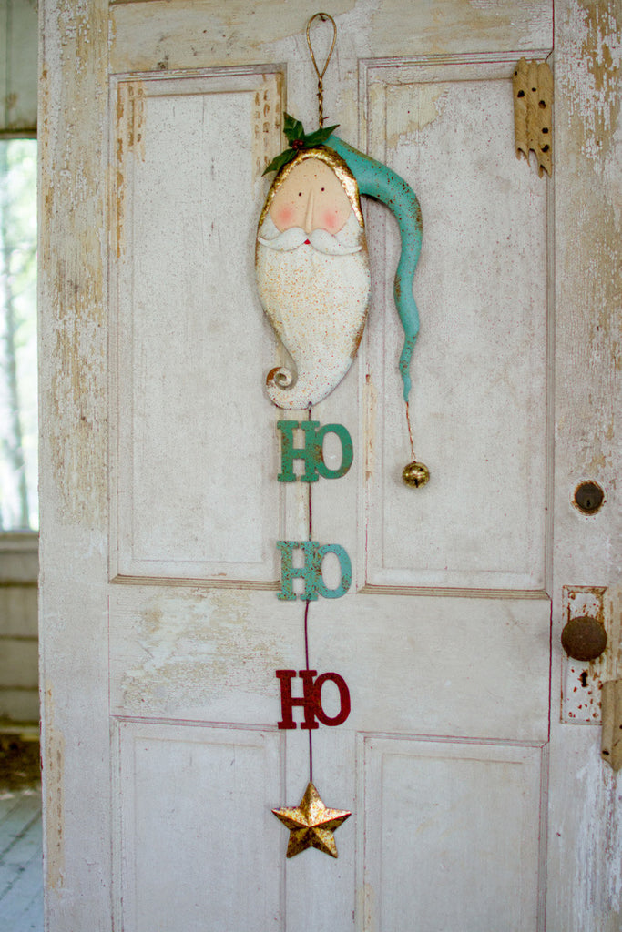 Metal santa with bell door hanger - The Nifty Decor