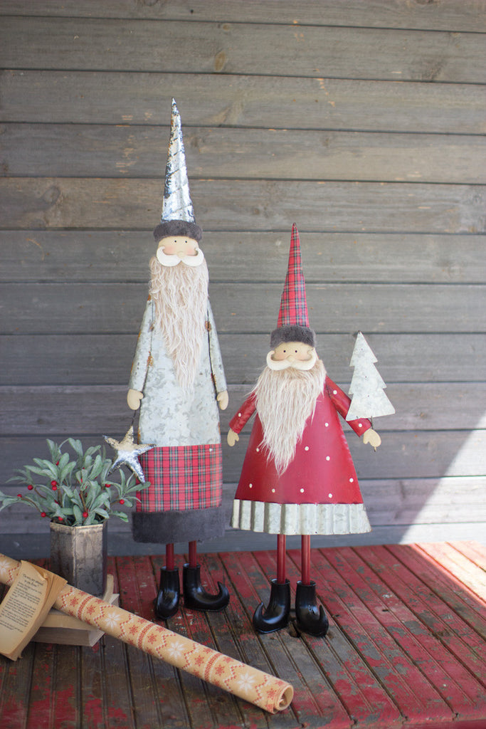 Metal santas with beards, set of 2 - The Nifty Decor