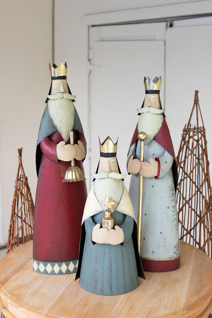 Set of 3 painted metal kings - The Nifty Decor