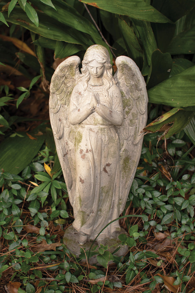 Faux concrete angel yard art - Bombay Mercantile