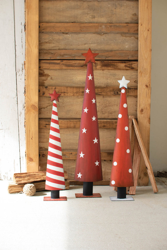 Set of 3 painted christmas topiaries - Bombay Mercantile