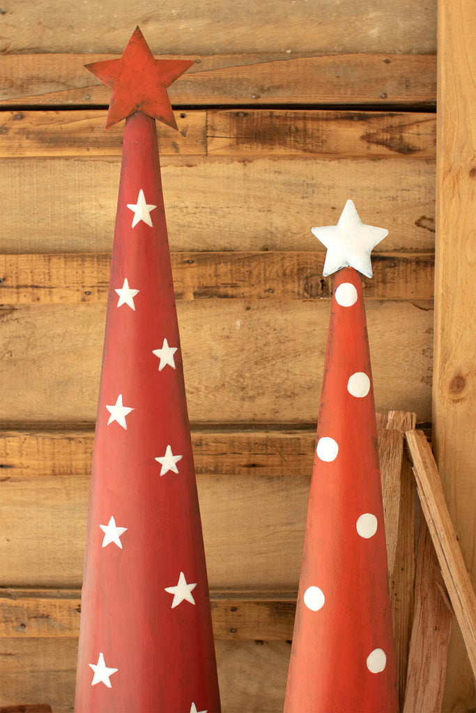 Set of 3 painted christmas topiaries - Bombay Mercantile