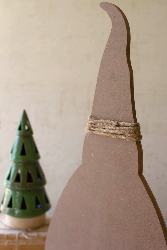 Painted wooden santa on a stand - Bombay Mercantile