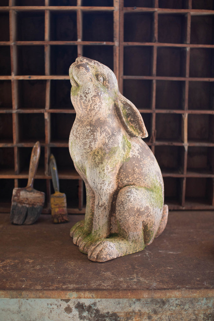 Faux concrete rabbit with head up - Bombay Mercantile