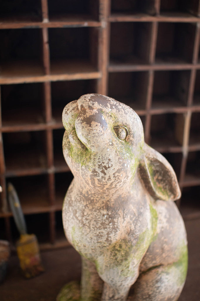 Faux concrete rabbit with head up - Bombay Mercantile