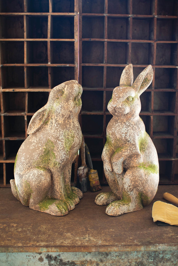 Faux concrete rabbit with head up - Bombay Mercantile