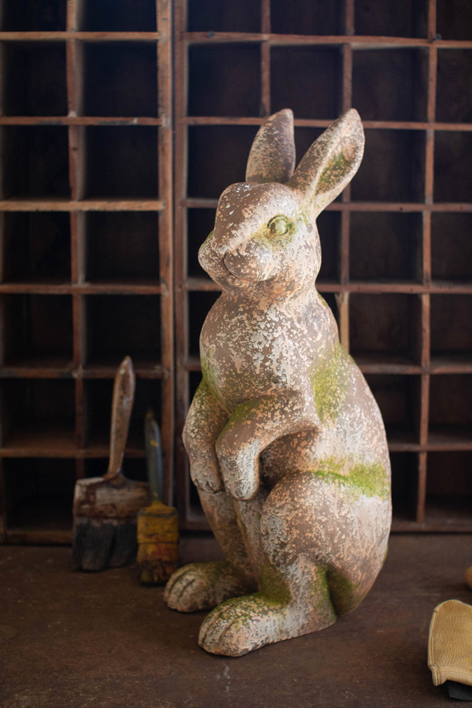Faux concrete rabbit with head forward - Bombay Mercantile