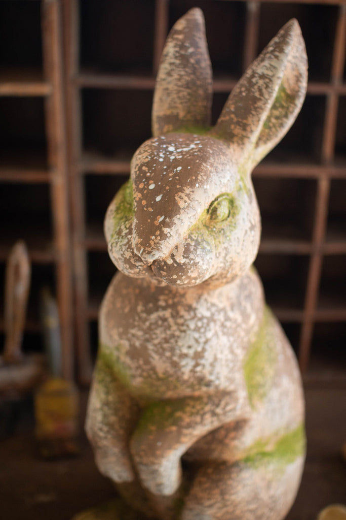 Faux concrete rabbit with head forward - Bombay Mercantile