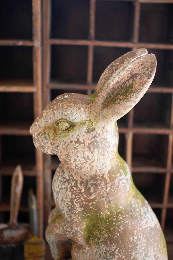 Faux concrete rabbit with head forward - Bombay Mercantile