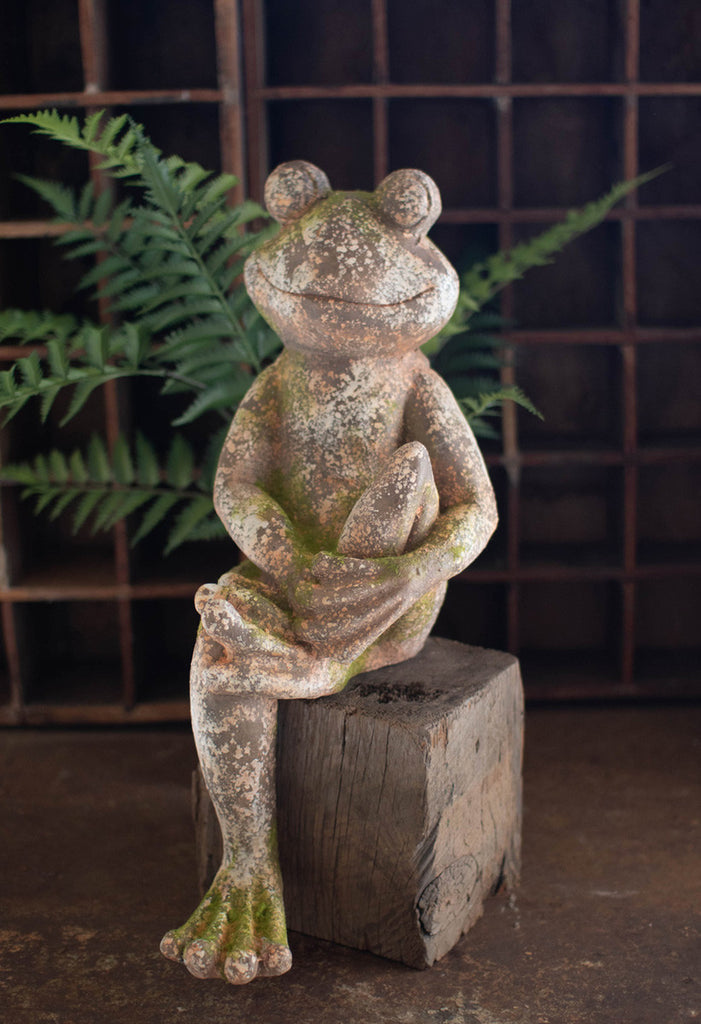 Small faux concrete frog - Bombay Mercantile