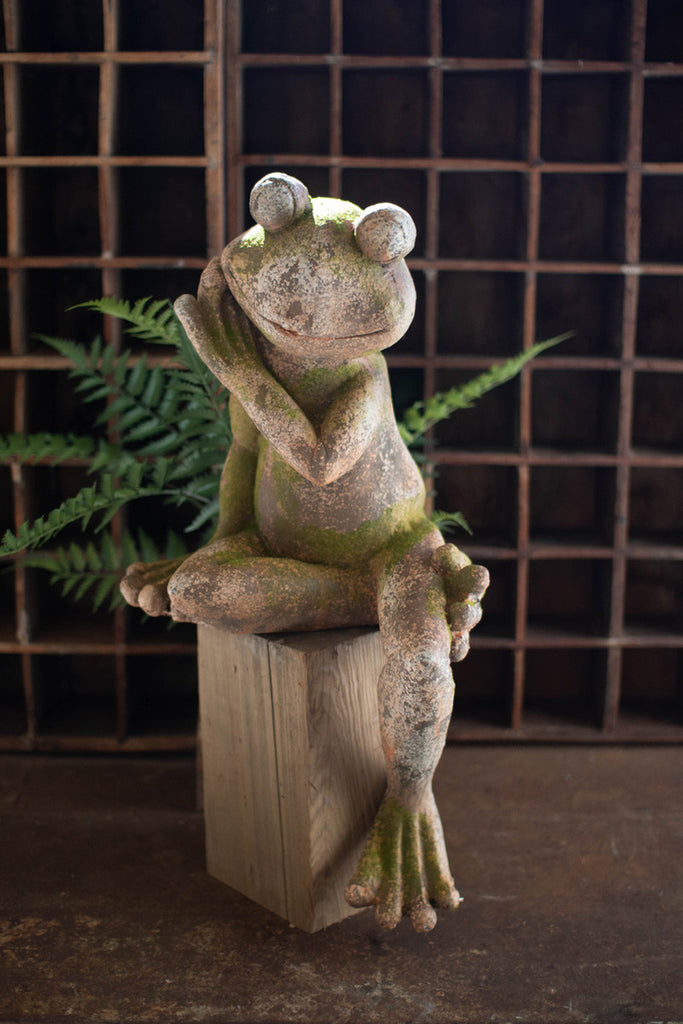 Large faux concrete frog - Bombay Mercantile