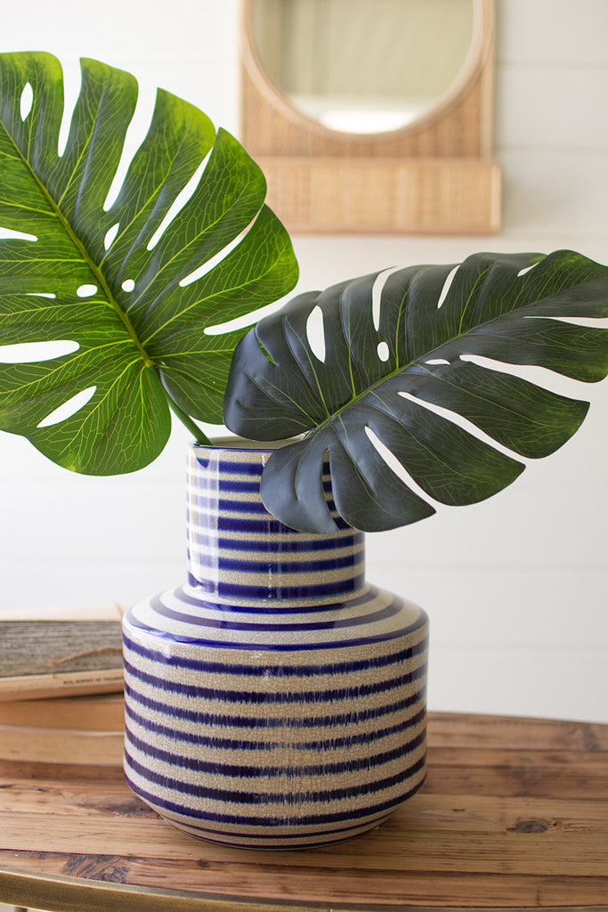 Blue and White striped vessel - The Nifty Decor