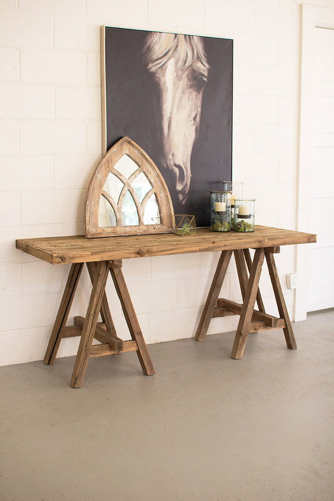 Recycled wooden deep console table - The Nifty Decor