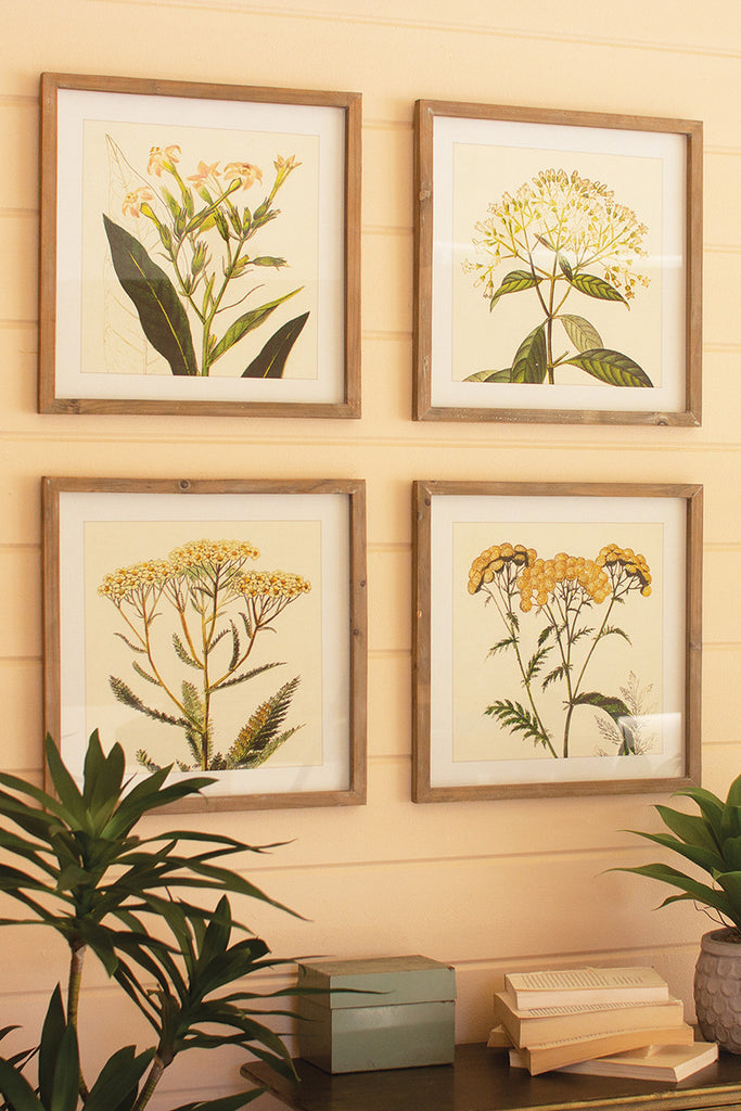 Floral prints under glass, set of 4 - The Nifty Decor