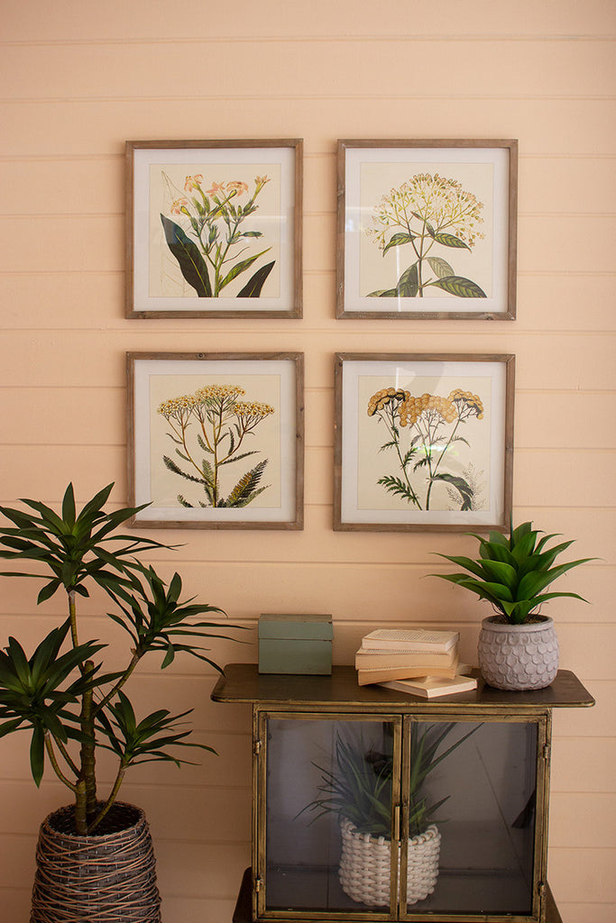 Floral prints under glass, set of 4 - The Nifty Decor
