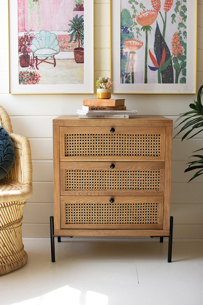 Three woven cane drawers - The Nifty Decor