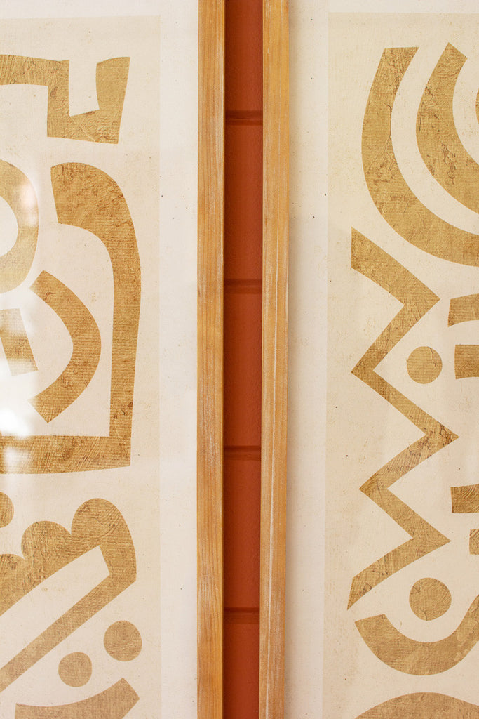 Set of 2 framed abstract prints under glass - Bombay Mercantile