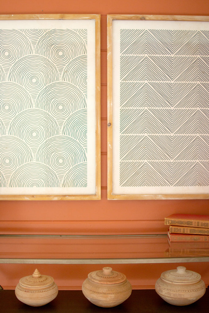Set of 2 framed geometric prints under glass - Bombay Mercantile