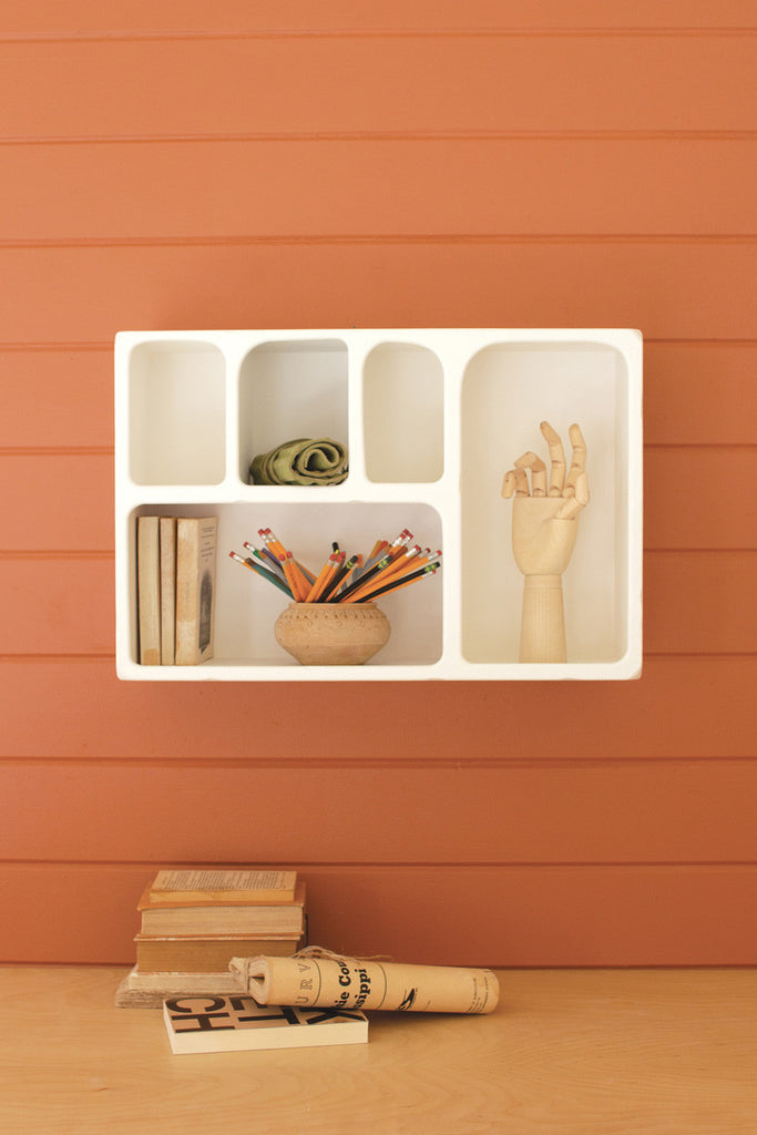 White wooden wall cubby - Bombay Mercantile