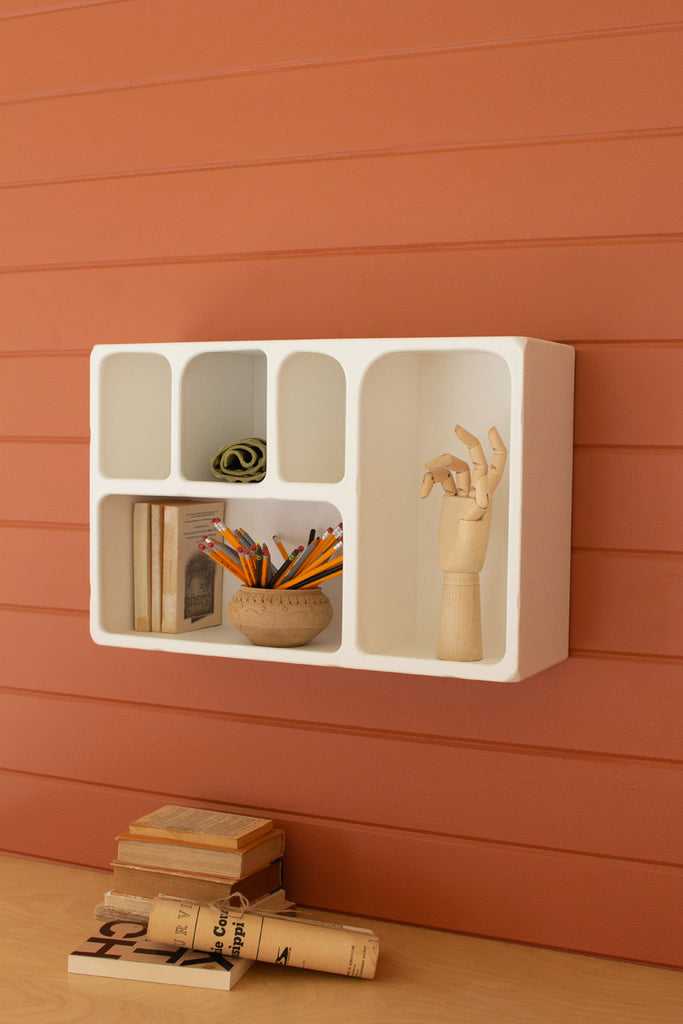 White wooden wall cubby - Bombay Mercantile