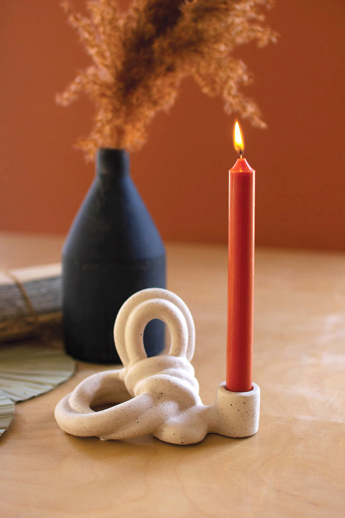 Ceramic knot taper candle holder - Bombay Mercantile