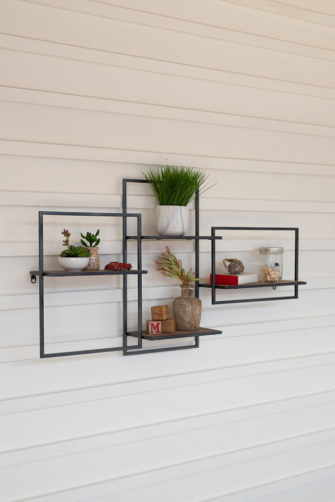 Multi level wood and metal wall shelf - The Nifty Decor